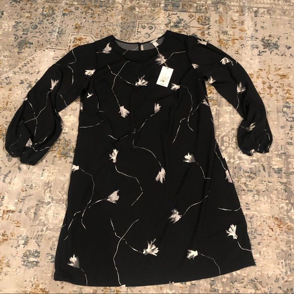 NWT A New Day Women's Long Sleeve Keyhole Neck Shift Black Dress - Picture 3 of 5